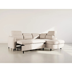 Avis Bestmobilier Opaline - Canapé d'angle droit 5 places convertible avec têtières et coffre en tissu