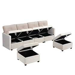 HAUSS SPOLE Canapé modulaire 6 places réversible avec rangement en velours beige pas cher