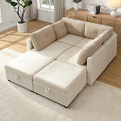 Avis HAUSS SPOLE Canapé modulaire 6 places réversible avec rangement en velours beige