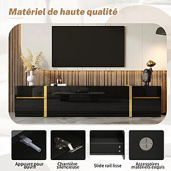 Acheter DZMDIP Meuble TV moderne noir brillant avec 4 tiroirs et 2 portes - facile d’entretien