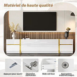 Acheter DZMDIP Meuble TV moderne blanc brillant avec 4 tiroirs et 2 portes - facile d’entretien