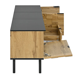 Acheter DZMDIP Meuble TV moderne effet bois avec 2 portes, 1 tiroir et niche ouverte, pieds en métal