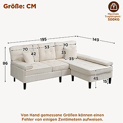 Acheter HAUSS SPOLE Canapé d'angle 3 places avec méridienne modulable beige