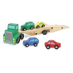 Camion Transporteur Pliable avec 4 Voitures - Voiture Enfant - Jeu Imitation - Jouet en Boi pas cher