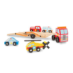 Acheter Camion Transporteur De Véhicules D'Urgence 6 Pièces - Camion Enfant 60 Cm - Jeu Imitation -