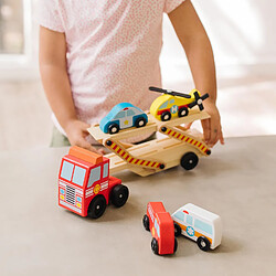 Camion Transporteur De Véhicules D'Urgence 6 Pièces - Camion Enfant 60 Cm - Jeu Imitation - pas cher