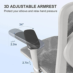 Acheter SIHOO M57 Gris clair – Chaise ergo, accoudoirs 3D, soutien lombaire réglable