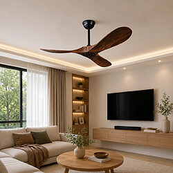 Acheter MIVRAY Ventilateur de plafond sans lumière, moteur réversible ABS noir noyer foncé