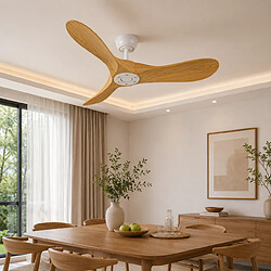Acheter MIVRAY Ventilateur de plafond sans lumière, télécommande ABS blanc et naturel