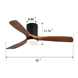 MIVRAY Ventilateur de plafond lumineux, télécommande réversible métal et bois noir pas cher