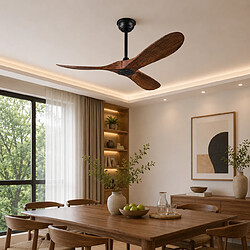 Avis MIVRAY Ventilateur de plafond sans lumière, moteur réversible ABS noir noyer foncé