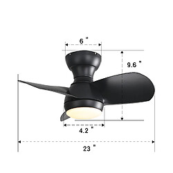 MIVRAY Ventilateur de plafond LED 18 W, 6 vitesses, ABS noir pas cher