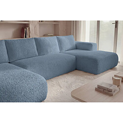 Acheter Casanova Canapé panoramique tissu bouclette 5 places Bleu