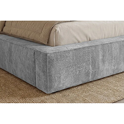 Casanova Lit coffre tissu velours Gris clair 200x200cm pas cher
