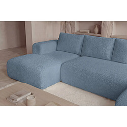 Casanova Canapé panoramique tissu bouclette 5 places Bleu pas cher