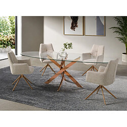 Avis Angel Cerda Table à manger ovale en verre trempé et acier rose