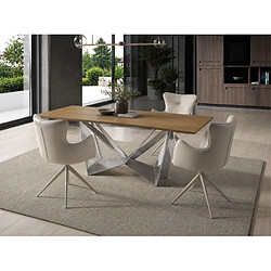 Avis Angel Cerda Table à manger rectangulaire en chêne et acier chromé