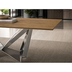 Angel Cerda Table à manger rectangulaire en chêne et acier chromé pas cher