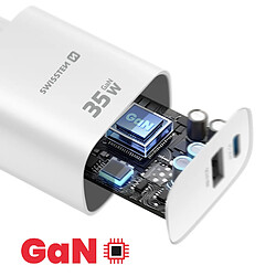 Swissten Chargeur USB-C 35W Power Delivery et USB-A Quick Charge 3.0 18W Blanc pas cher