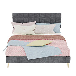 Acheter Lit Double 140x200 cm - Modenvie - tête de lit matelassée - Velours gris