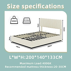 Avis Lit Coffre 140x200 cm Modenvie rangement beige en tissu