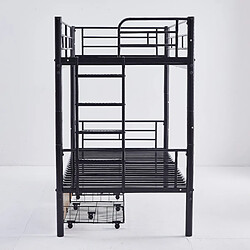 Acheter Lit Superposé Enfant 90x190 cm - Modenvie - 2 tiroirs et convertible - Noir