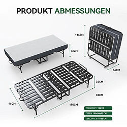 Avis Lit pliant 90x190 cm - Modenvie - gain de place avec roulettes - métal noir