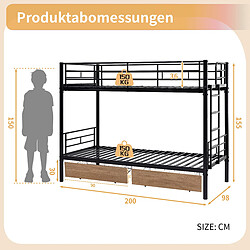 Avis Lit Superposé Enfant 90x190 cm - Modenvie - 2 tiroirs et convertible - Noir