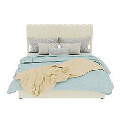 Lit Coffre 140x200 cm Modenvie rangement beige en tissu pas cher
