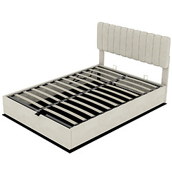 Acheter Lit Coffre 140x200 cm Modenvie rangement beige en tissu