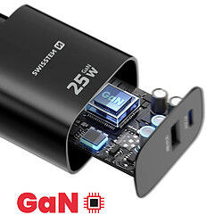 Swissten Chargeur USB-C 25W Power Delivery et USB-A Quick Charge 3.0 18W Noir pas cher