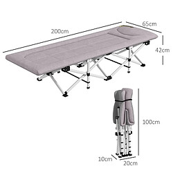 Avis Lit de camp pliant Modenvie 200x65 cm avec poche de rangement - Gris