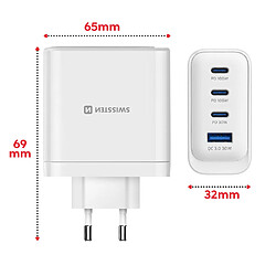 Avis Swissten Chargeur Secteur Multiport 4-en-1 USB-A / 3 USB-C PD 100W GaN Modèle Core Blanc