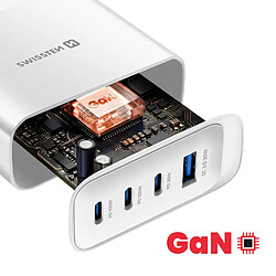 Swissten Chargeur Secteur Multiport 4-en-1 USB-A / 3 USB-C PD 100W GaN Modèle Core Blanc pas cher