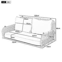 MIVRAY Balancelle double, coussins amovibles lavables, résine tressée gris pas cher