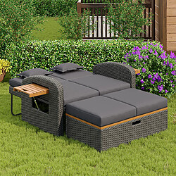 Acheter MIVRAY Fauteuil de jardin dossier réglable, repose pieds avec rangement rotin gris