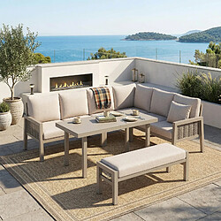Avis MIVRAY Salon de jardin 8 places, repas et détente, acier polyester kaki