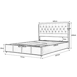MIVRAY Lit coffre adulte 140x190 cm, rangement et tête de lit, velours gris pas cher