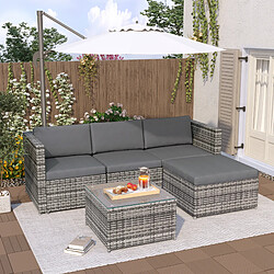 Avis MIVRAY Salon de jardin 196x136x67 cm avec coussins lavables rotin PE gris