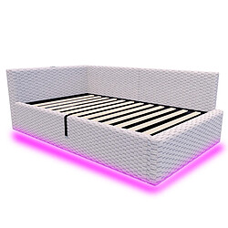 Acheter Lit Coffre 90x200 cm Modenvie avec LED et USB Type C en velours gris