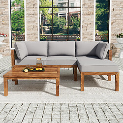 Acheter MIVRAY Salon de jardin 3 pièces coussins déhoussables, accoudoirs en corde bois gris