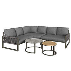 Acheter MIVRAY Salon de jardin 5 places 123x68x86 cm, coussins confort, métal polyester gris