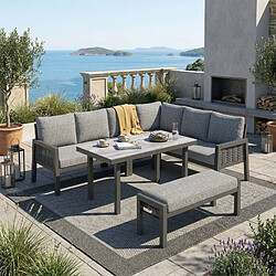 Avis MIVRAY Salon de jardin 8 places, modulable acier polyester gris
