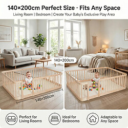 Parc de jeu bébé 140x200 cm Modenvie modulable bords arrondis naturel pas cher