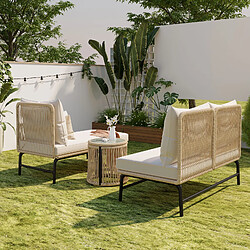 Avis MIVRAY Salon de jardin d'angle 3 places, assise profonde acier beige