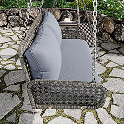 Acheter MIVRAY Balancelle double, coussins amovibles lavables, résine tressée gris