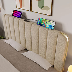 Avis MIVRAY Lit Adulte Double 180x200 cm Avec 4 Tiroirs De Rangement, Port USB Et Type-C, Lin, Beige