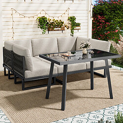 Avis MIVRAY Salon de jardin convertible, dossier mobile polyester gris
