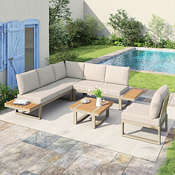 Acheter MIVRAY Salon de jardin modulable convertible, dossier réglable acier et polyester beige