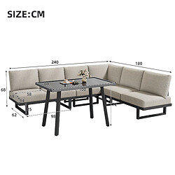 MIVRAY Salon de jardin convertible, dossier mobile polyester gris pas cher
